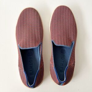 Rothy's The Sneaker Slip On Shoes Knit Coral Blue Size 8 Washable Loafers‎